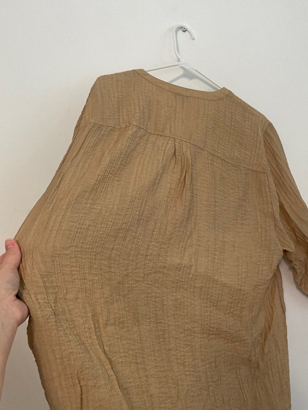 TORRID 3 Plus Size Harper Textured Stripe 3/4 Pullover Blouse Tan Brown Work 3X - Picture 15 of 16